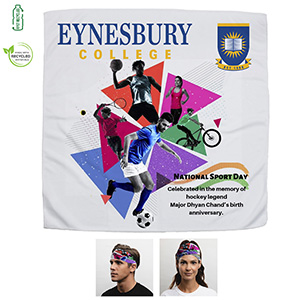 "THE COOLING BANDANA" Recylced RPET 155 GSM Full Color Sublimation &ndash; 22&rdquo; H x 22&rdquo; W